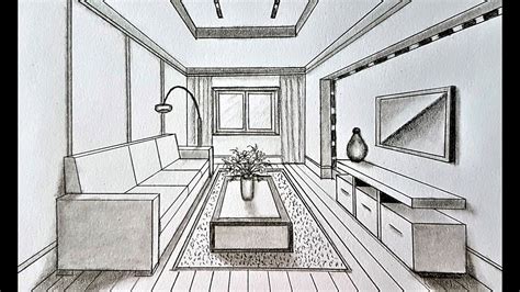 living room perspective|How to draw a living room one point perspective .